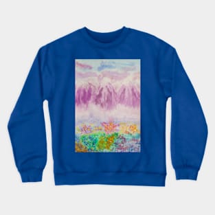 Purple hills with flowers Crewneck Sweatshirt